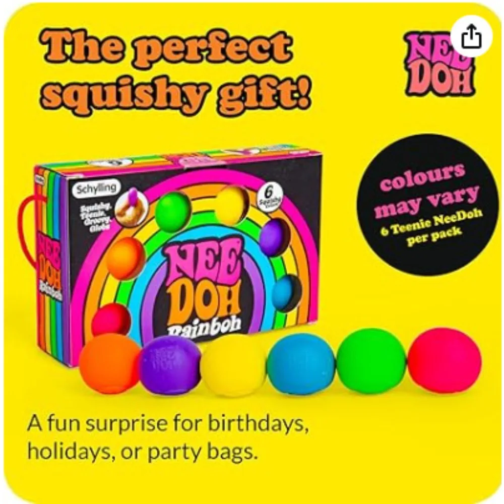Schylling Rainbow Teenie Nee Doh Stress Balls 6pcs Soft Squishy Toys Anxiety Relief Squeeze Toys For Teenager Calm Mood view 5