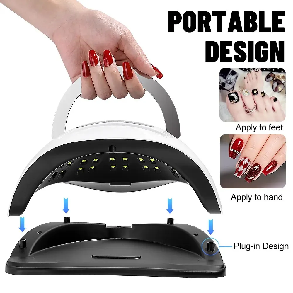 مصباح أظافر LED احترافي بالأشعة فوق البنفسجية ، مصباح جل للأظافر ، مجفف الأظافر مع مستشعر تلقائي ، 4 مضغ مؤقت ، طاقة عالية ، مانيكير