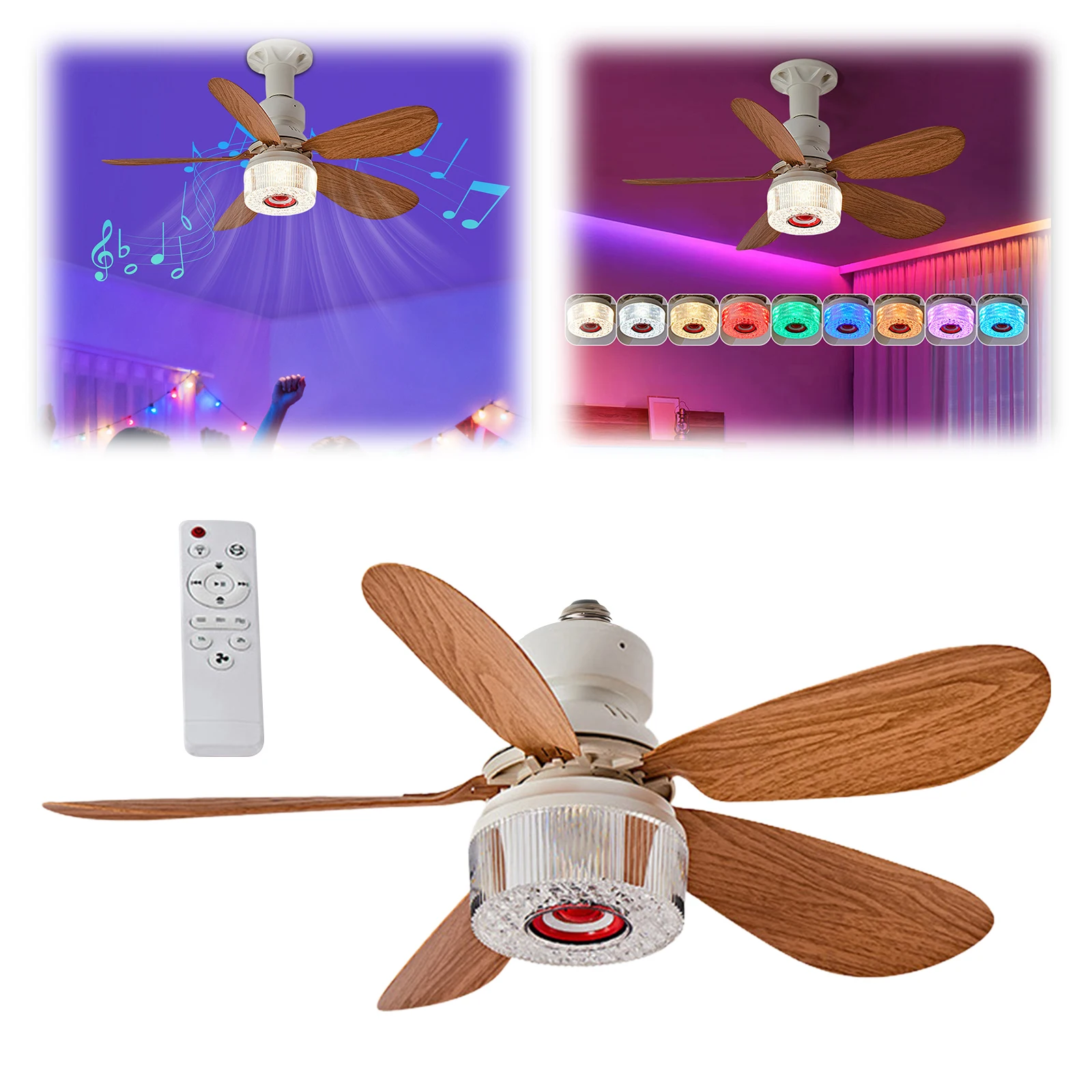 Smart Ceiling Fan - 3-in-1 LED slimme plafondventilatorlamp met timer,