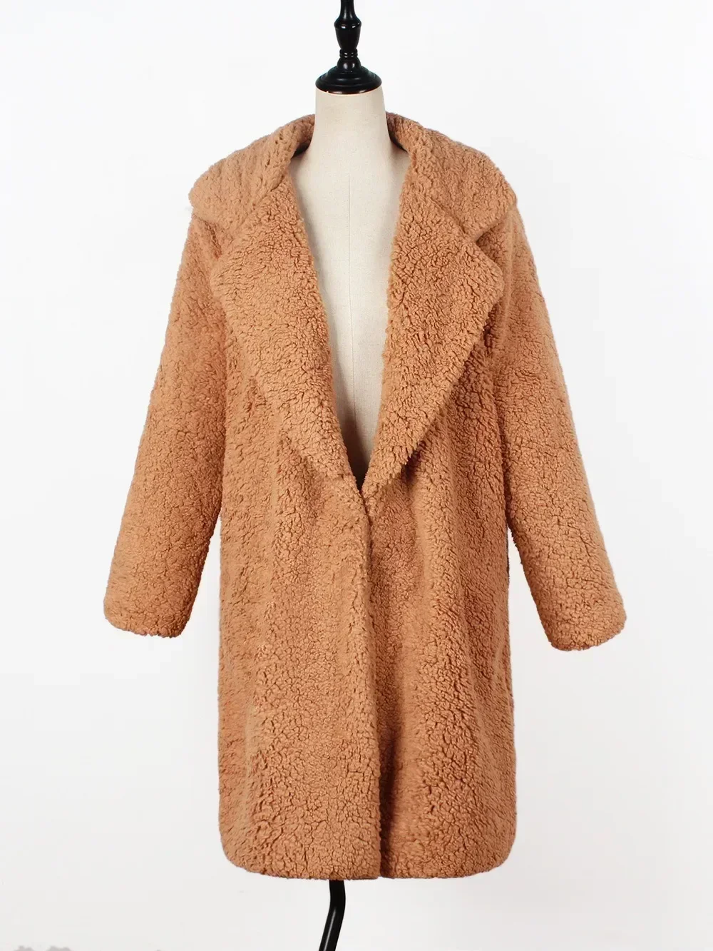 Dames Warme Faux Lamsbont Jassen Winter Fleece Vrijetijdsjack Shaggy Jas Vrouwen Dikke Pluizige Luxe Bontjas Bovenkleding