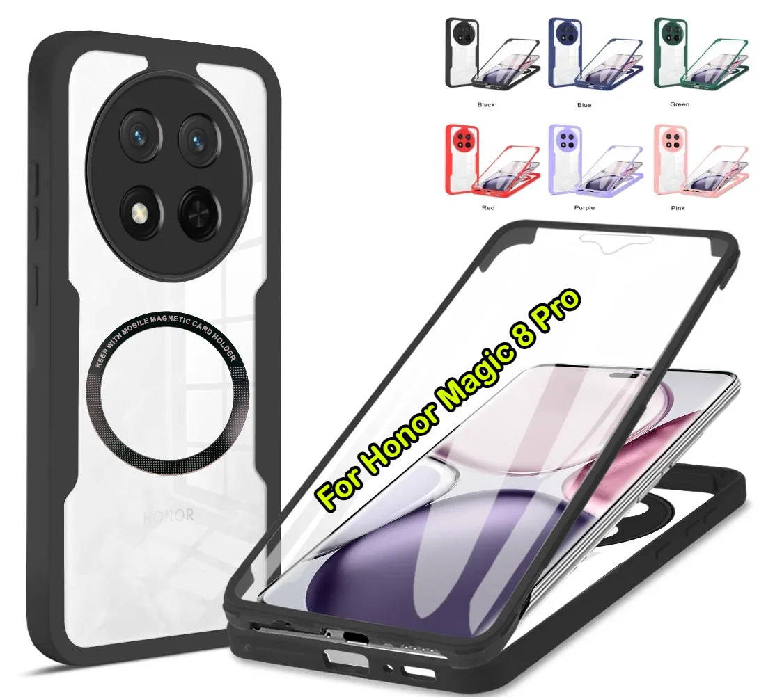 360° Vollständiger Klarer Displayschutz für Honor Magic 8 7 Lite Play10A X9 D C X70 X60 400 Pro für Magsafe TPU+PC Stoßfeste Hülle