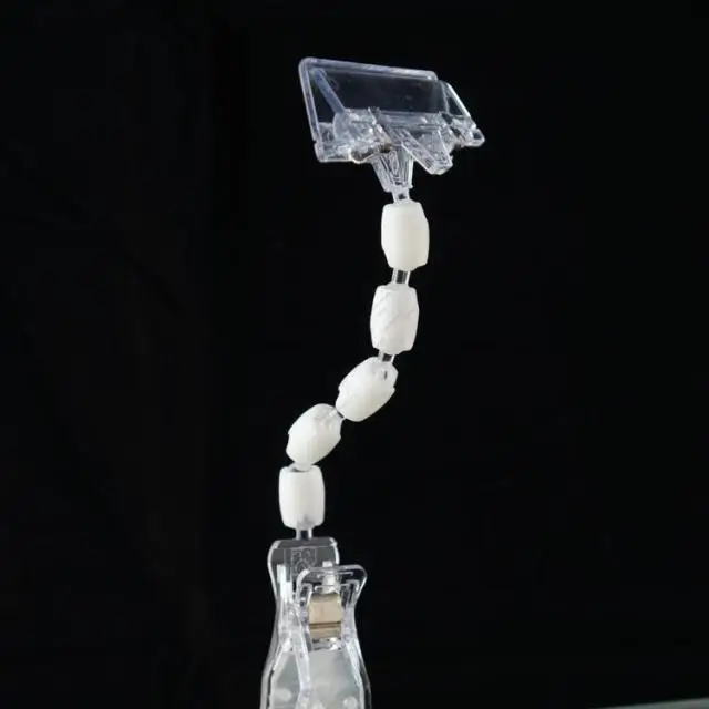 Plastic Clear Rotational Body Design Product Exhibition Pop Card Display Clip Clamps Holder 80x26mm