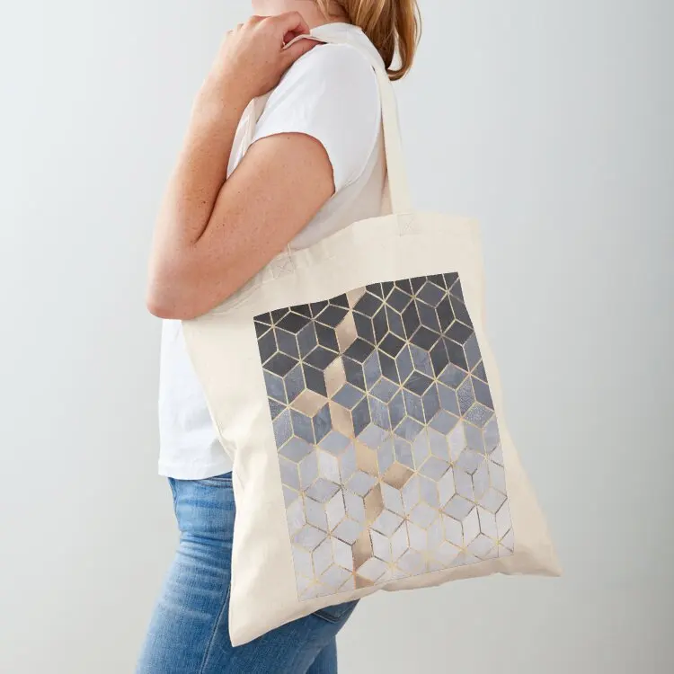 

Soft Blue Gradient Cubes Tote Bag shopping bag logo tote bag woman Gift bags shopper women