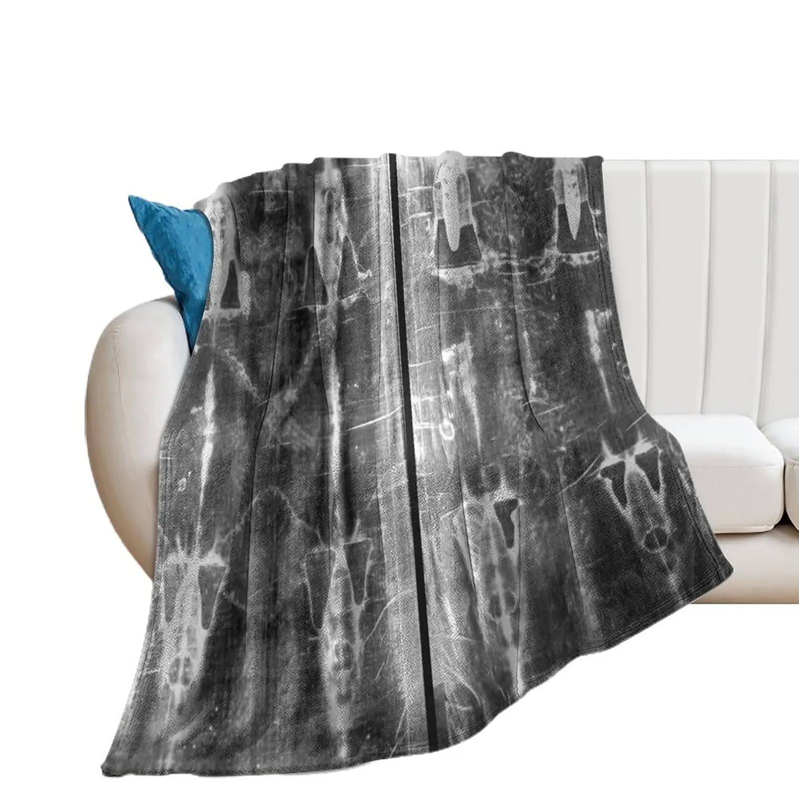 Easter: Full length negatives of the Holy Shroud of Turin Throw Blanket Decorative Beds Furry Blankets