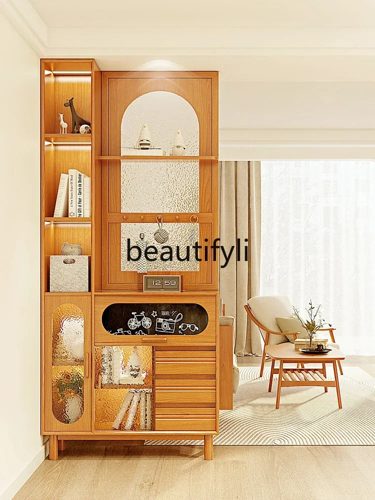 N178 G Entrance cabinet Livin room sofa Solid wood partition cabinet Entrance door Water pattern lass Small blackboard screen ca