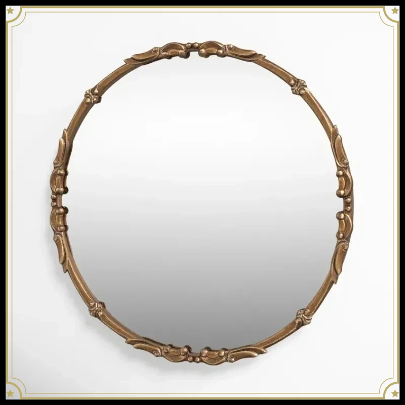 X-S   retro smart bathroom mirror carved wall-mounted mirror sink vanity mirror HG