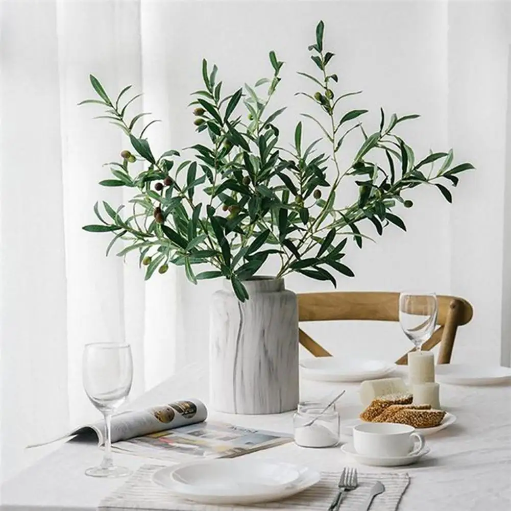 90CM Artificial European Olive Tree Branches With Olive Fruit Leave Home Hotel Wedding DIY Decoration Flowers Plants Wreath Leaf