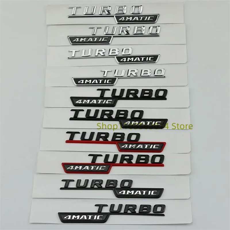 3D Flat Fo Turbo 4matic 4matic+ Plus Emblem for Mercedes Benz AMG GT E53 GLE53 A35 A45 CLA35 CLA45 GLA45 Car Fender Side Sticker