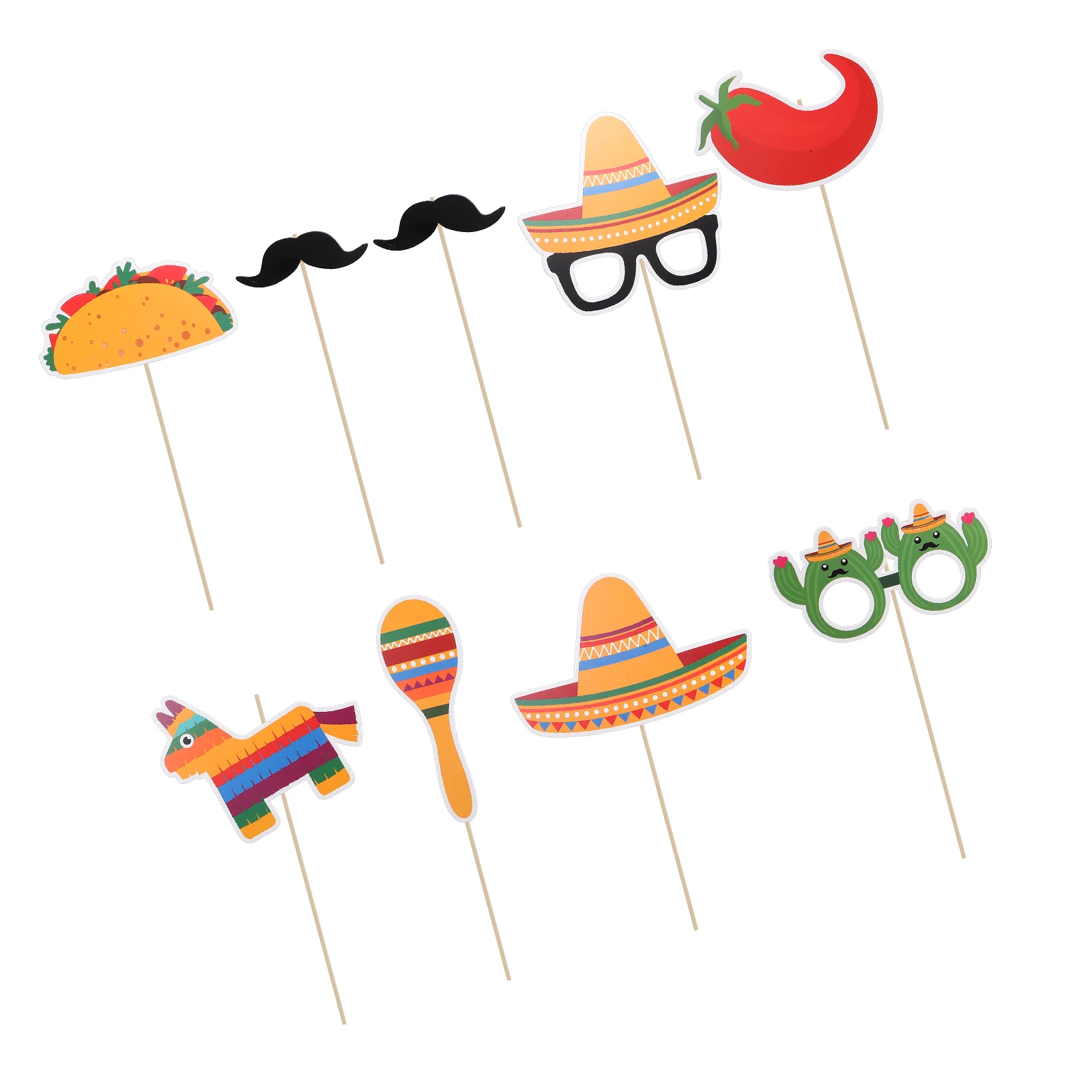 

9pcs Carnival Party Props Mexican Themed Festival Decoration Handheld Props For Party Booth Booth Photo Decor Supplies Festival