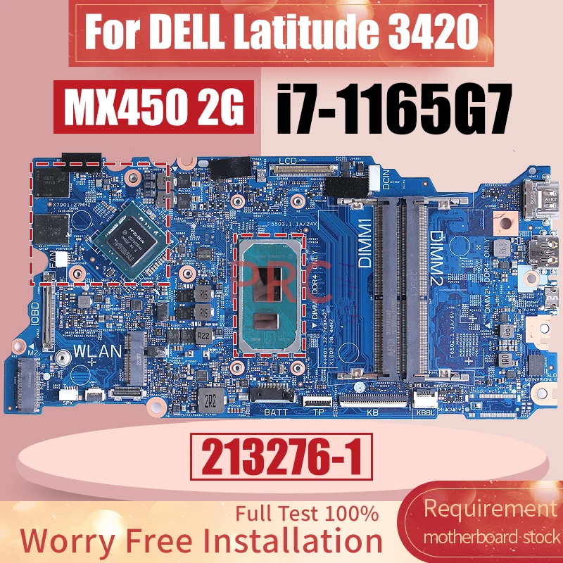 

For DELL Latitude 3420 Laptop Motherboard213276-1 SRK02 i7-1165G7 MX450 2G N18S-G5-41 2G 0N98R4 Notebook Mainboard