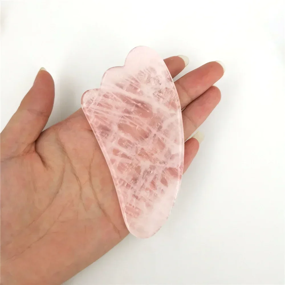 Rodillo de Jade de cuarzo rosa Natural, conjunto Gua Sha, rodillo masajeador corporal Facial, juego de masaje de piedra de Jade, herramienta de masaje de belleza para estiramiento Facial