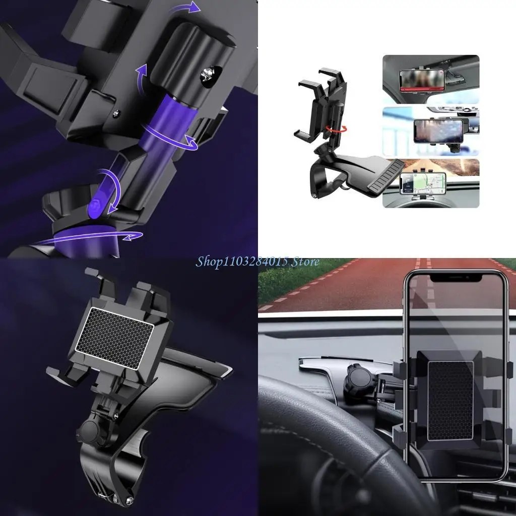 

R6FF Universal 360° Car Rearview Mirror Mount Stand Holder Cradle For Cell Phone GPS