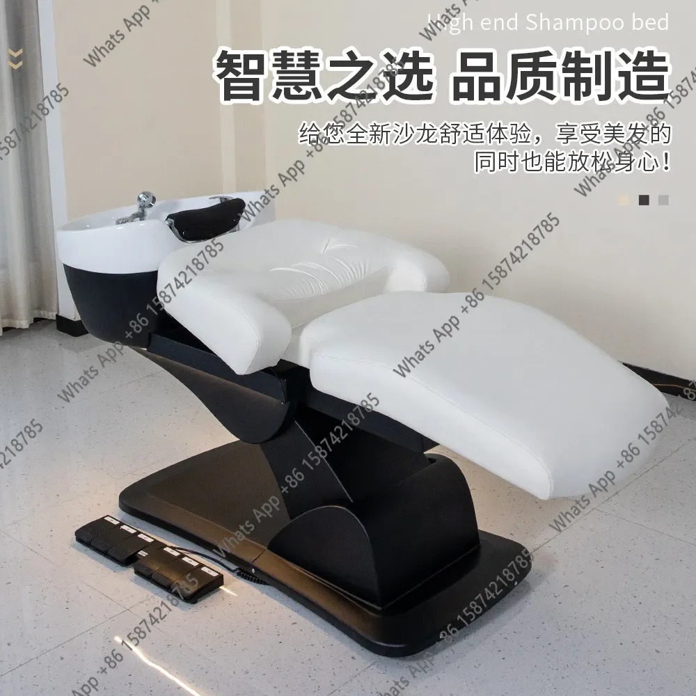 Nc New hair salon semi-reclining shampoo bed, barber shop ceramic basin rinse bed, beauty shop electric shampoo bed