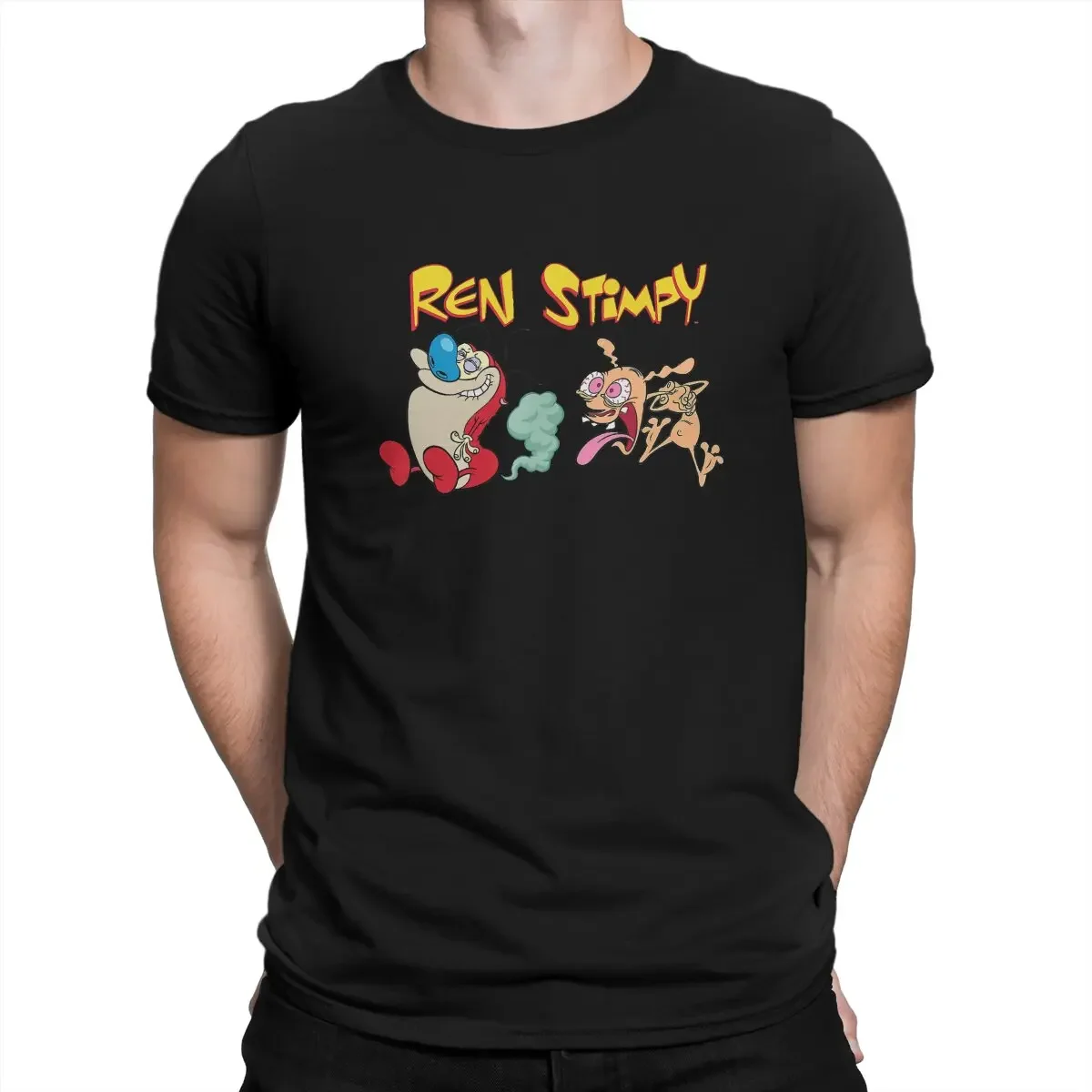 Mens New  Clothing Summer  Cotton Movie Ren And Stimpy Not Good T Shirt Vintage Fashion Men's Polyester Tshirt O-Neck