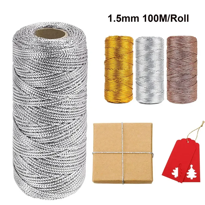 100M/Roll Christmas Bakers Twine Cords Craft Twine Decorative Wrapping Twine String for DIY Crafts Packing Wrapping Decor