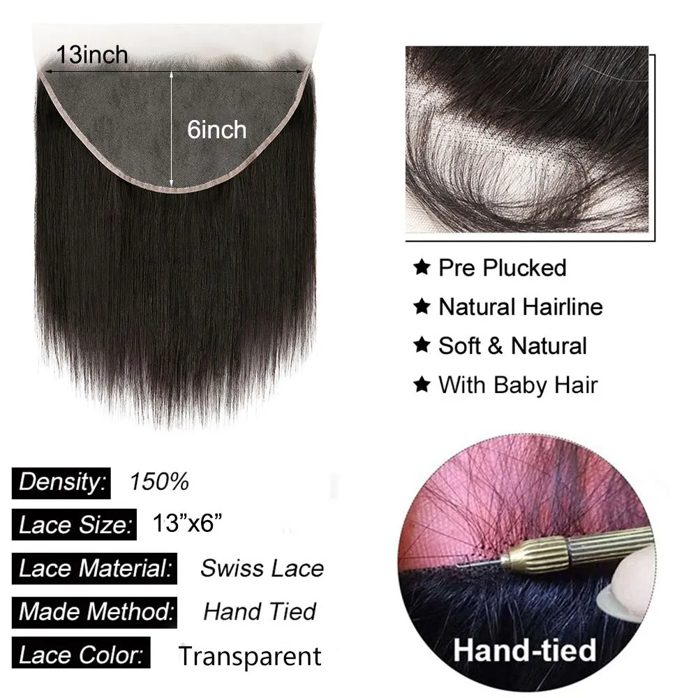 4X4 5X5 6X6 Lace Closure Straight Human Hair Transparent 13x4 13x6 Lace Frontal Closure Ear To Ear Pre Plucked Natural Hair Line