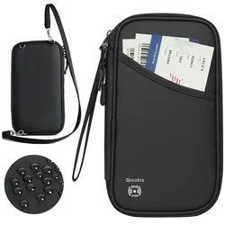 Travel Passport Bag Family Holder for 5 with RFID, Lightweight Portable Travel Organizer Passport Card Cover with Shoulder Strap