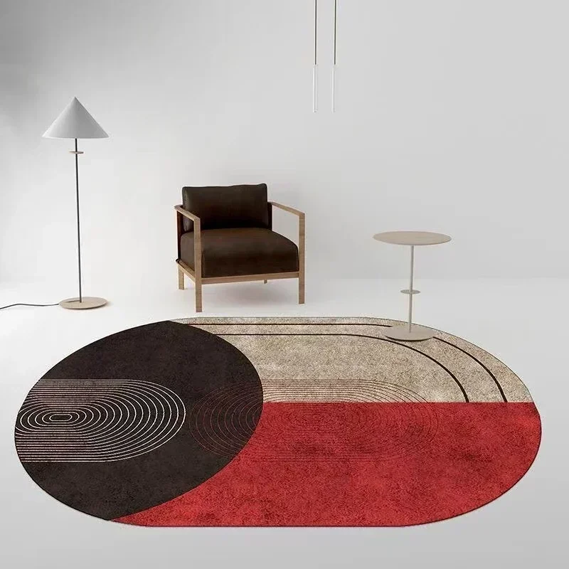 Double Round Living Room Coffee Table Carpet Home Abstract Solid Color Mat Personality Shaped Bedroom Bedside Rug Homestay Rugs