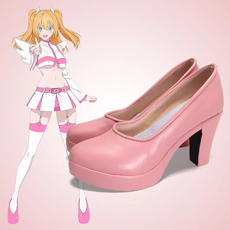 Anime 2.5 Dimensional Seduction Tenno Lilsa‌ Cosplay Shoes Pink Short PU Leather Boots For Halloween Carnival