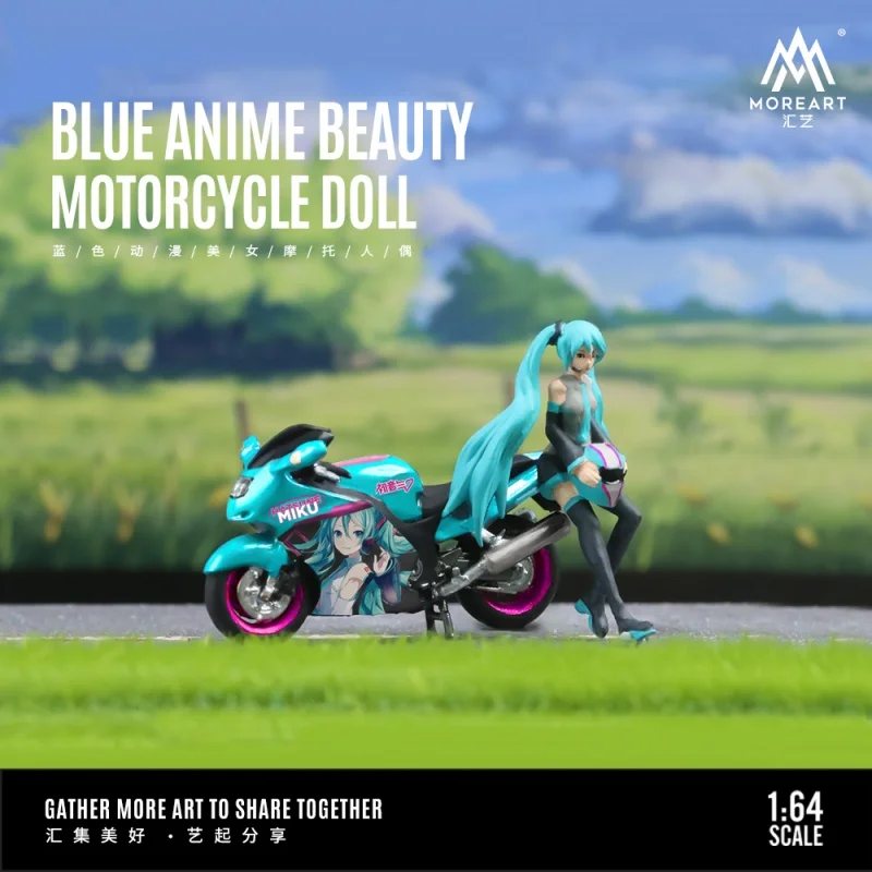 TimeMicro & moreret 1:64 niebieski anime piękna lalka motocyklowa zestaw z żywicy