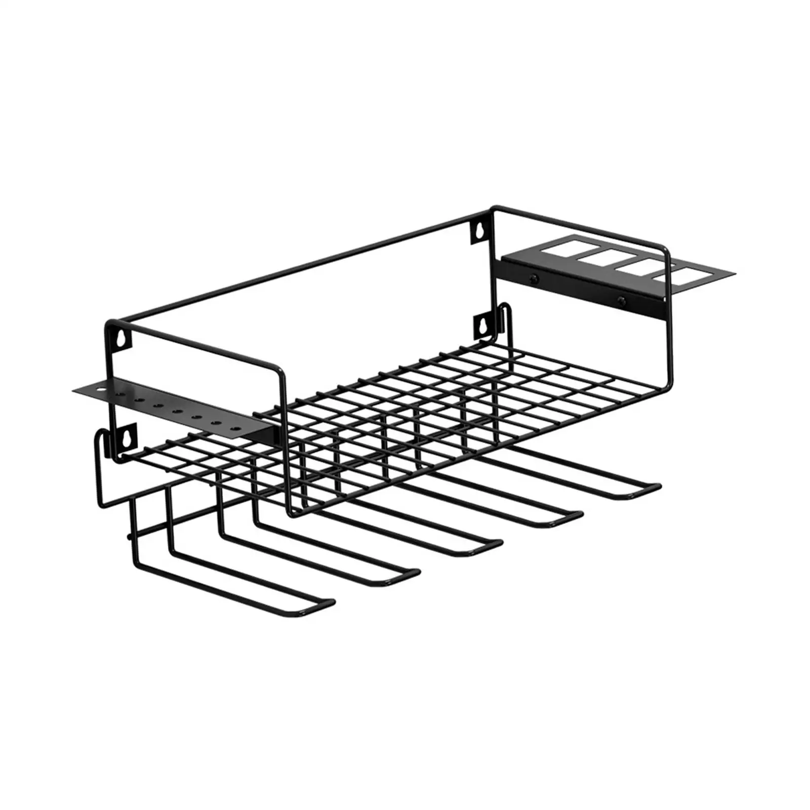 

Wall Mount Cordless Drill Tool Storage Rack 51x18.5x18.5cm Multipurpose for Workshop Black with 5 Slots Heavy Duty Tool Shelf