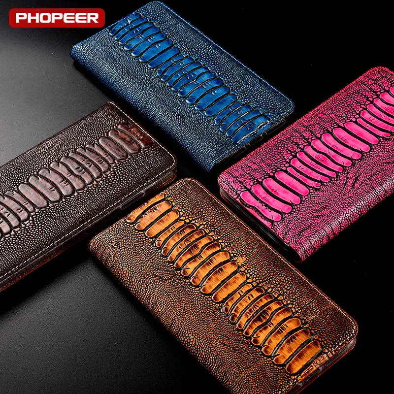 Ostrich Genuine Leather Flip Case For iPhone 13 12 Mini 11 12 13 14 Pro Max X XR XS Max 5 5s SE 6 6s 7 8 Plus Phone Cover Cases - Image 6