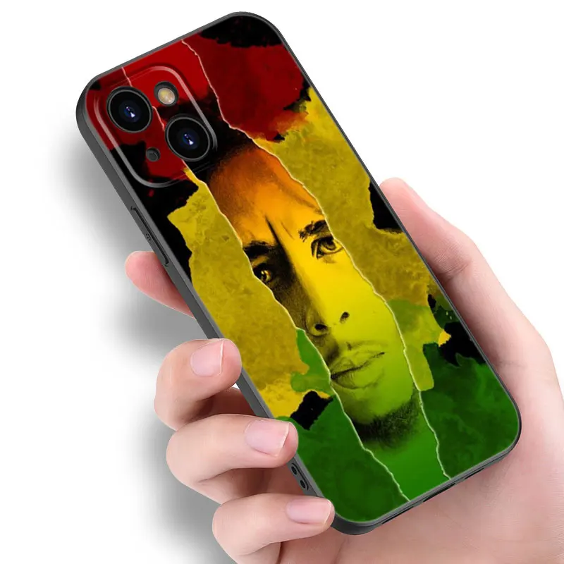 Reggae Bob Marley Phone Case For Apple iPhone 12 13 Mini 11 14 15 Pro Max 7 8 Plus X XR XS SE 2020 2022 Black Silicone Case