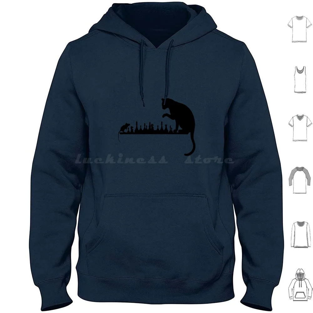 Untitled Hoodies Long Sleeve Mouse Cat Chess Game Cute Beautifull Poetical Poetic