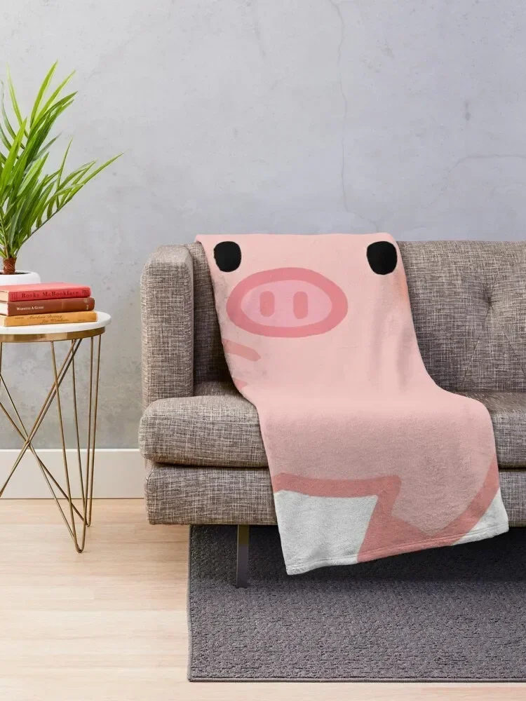 Cute cartoon baby pink pig Throw Blanket