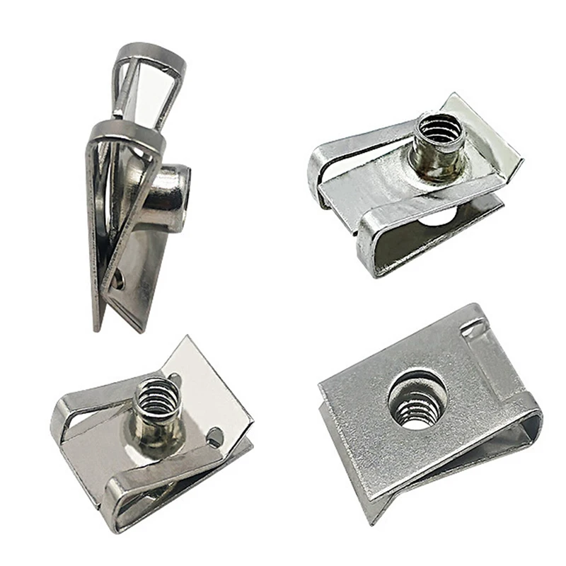 10pcs Stainless Steel U Type Clips with Thread M6 M5 M4 M8 8mm 5mm 6mm 4mm for Car Motorcycle Scooter ATV Moped Reed Nuts