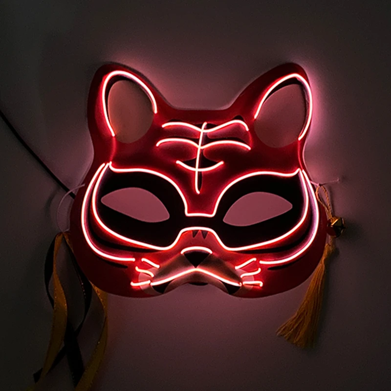 Masque facial supérieur lumineux imprimé tigre avec glands, masque lumineux pour filles et femmes, accessoire de Costume