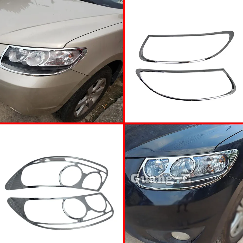 Cover Detector ABS Chrome For Hyundai Santafe Santa Fe 2006 2007 2008 2009 2010 2011 2012 Front Light Lamp Trim Frame Eyebrow