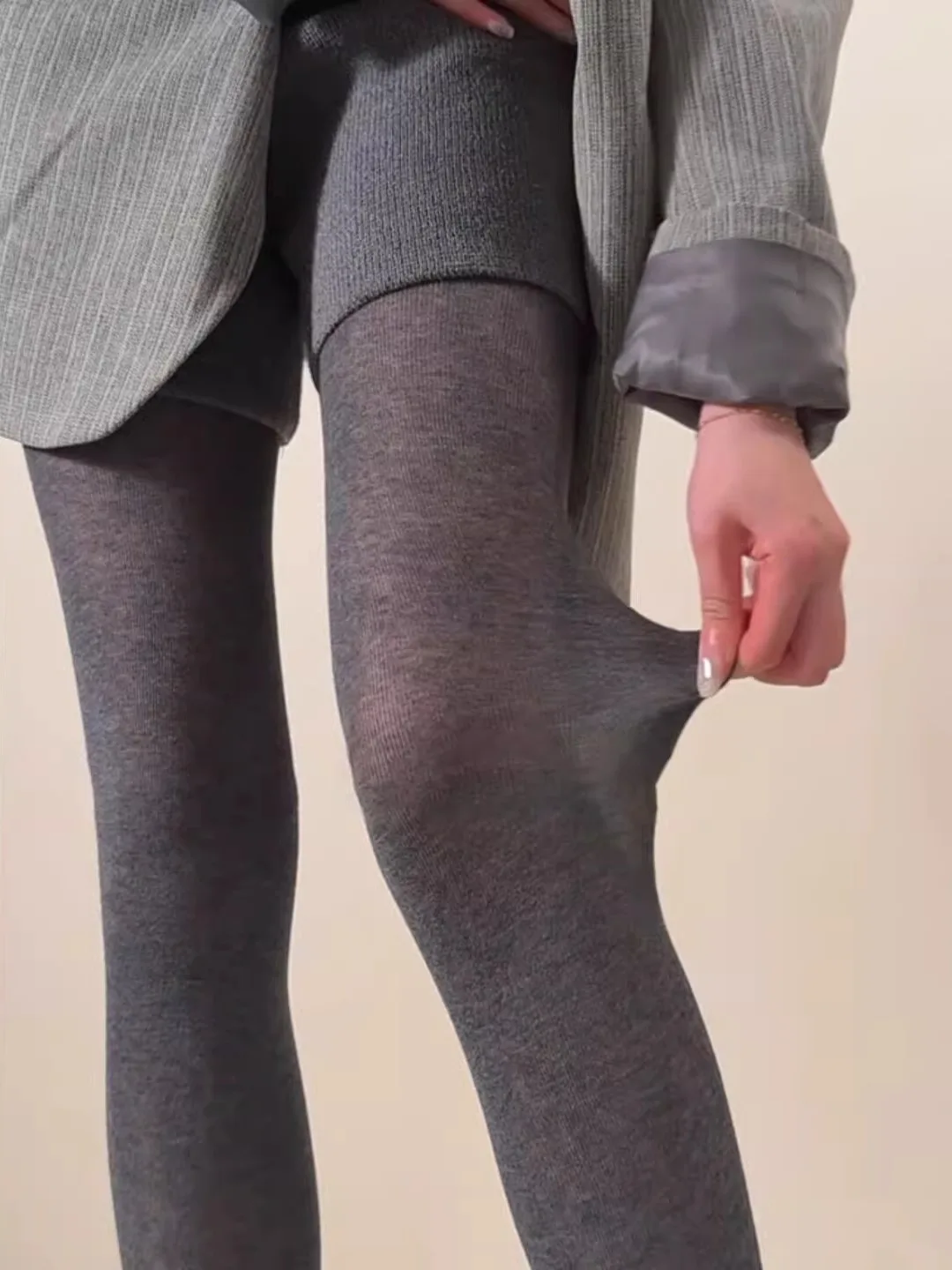 Ultra-Thin Knitted Leggings Stockings Women's Autumn Silk Stockings Micro-Permeability Base Layer Pants Knit Tights