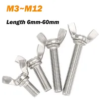 Butterfly Wing Bolts DIN316 M3 M4 M5 M6 M8 M10 M12 Length 6mm-60mm 304 Stainless Steel Hand Tighting Wing Head Thumb Screws