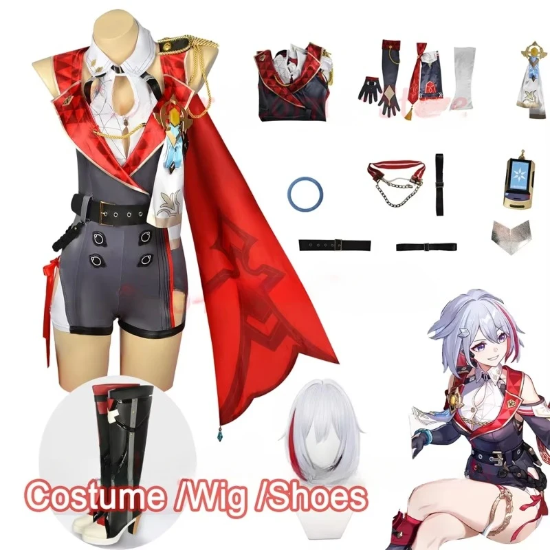 

IN Stock Game Honkai Star Rail Topaz Cosplay Costume Full Set Outfit Uniform Topaz Cosplay Wig Costume Shoes Boots Cosplay Props