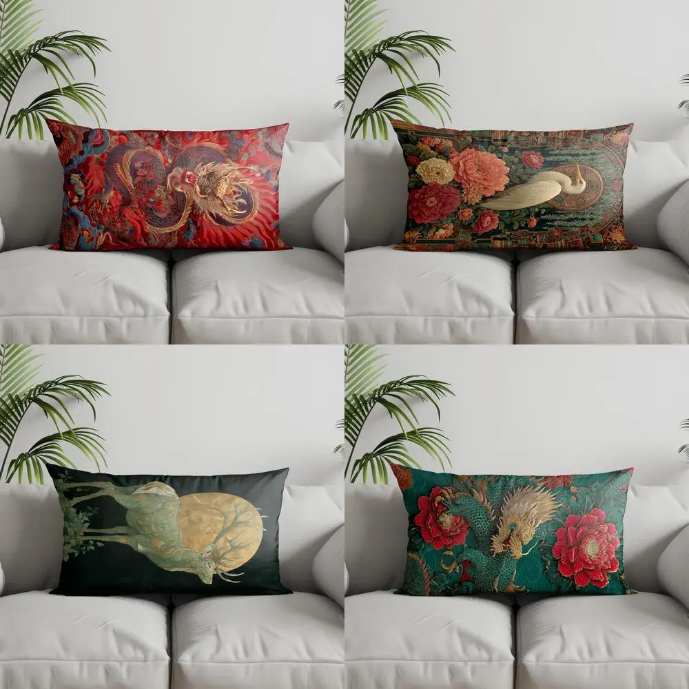 Home Decor Dragon-Print Rectangular Pillow Cover Suitable For Sofa Bedroom Car Pillow Cover Cushion Rectangular Back Cushion