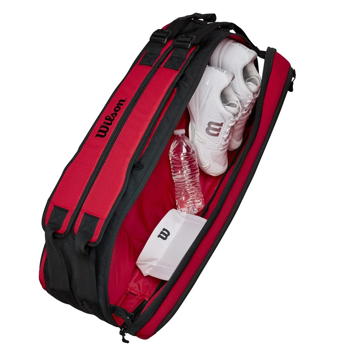 Wilson borsa da Tennis con Logo in rilievo Clash V2 Super Tour per 6 racchette zaino per racchetta con conchiglia per animali domestici con scomparto per termoprotezione rosso