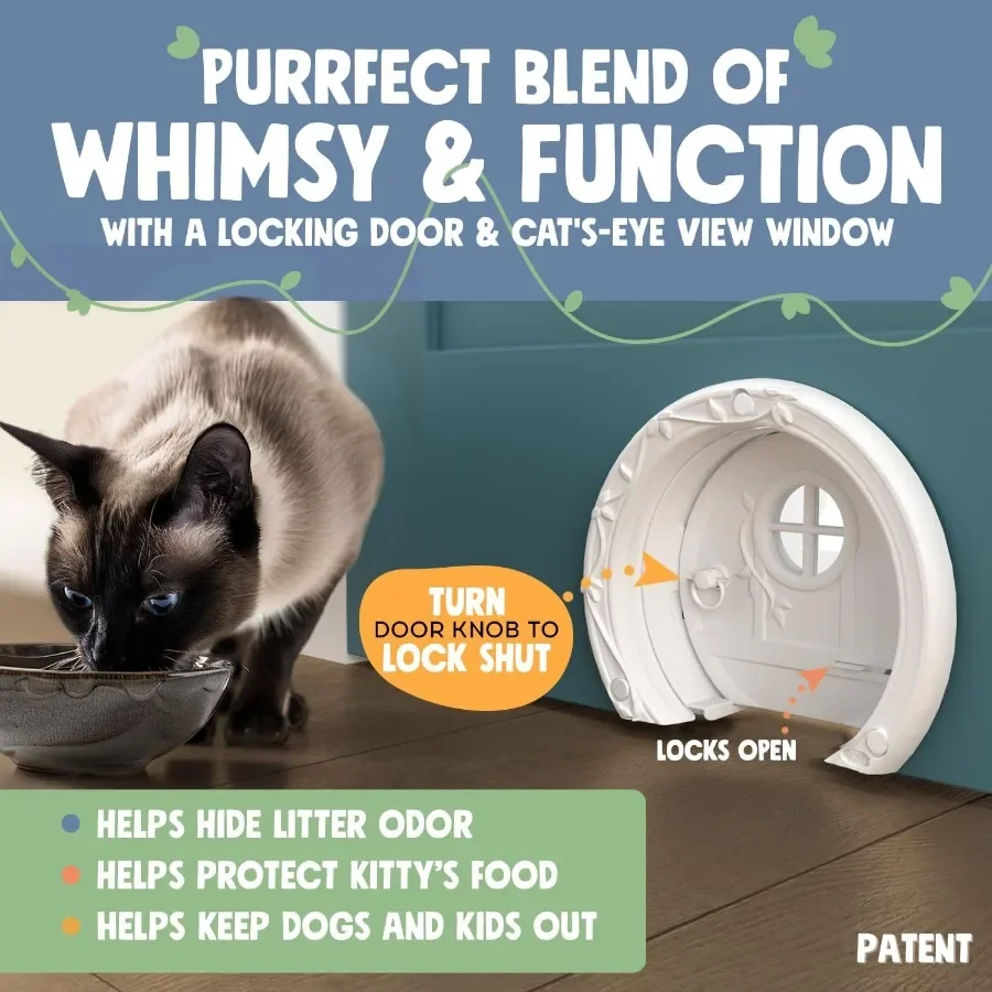 ノームドア 猫用ドア 室内ドア用 スタイリッシュで機能的 フラップなし ロック可能で簡単な取り付け 広々とした大型の猫用ドア