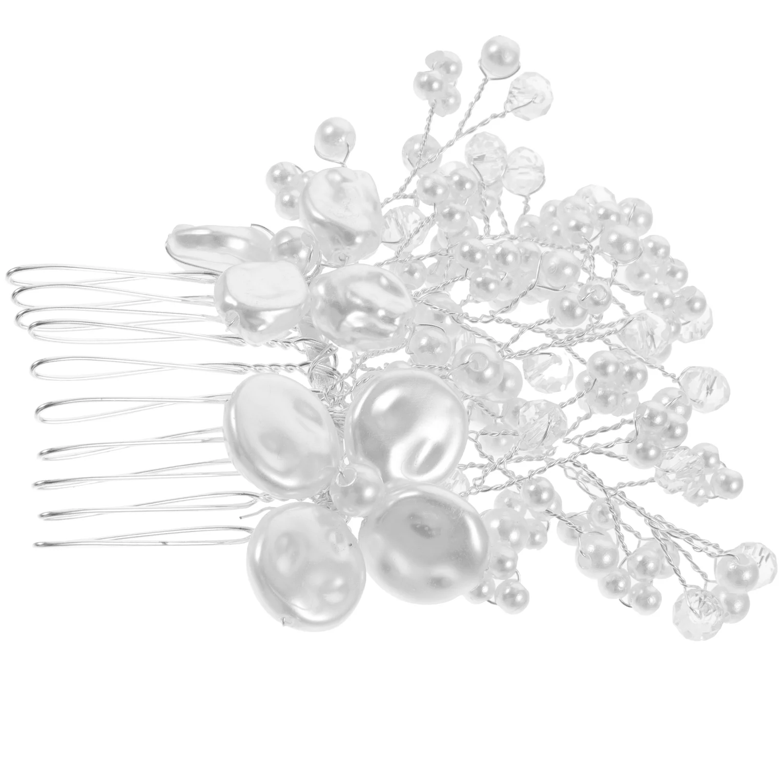 

Silver Hair Comb Accessories for Women Bridal Side Crystal Pearls Wedding Bride Brides