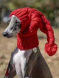 Gorro de lana de Galgo para perro grande, gorro tejido a mano para invierno, accesorios para perros