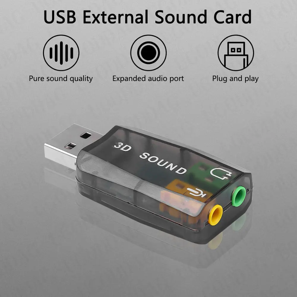 5.1 Virtual External USB Sound Card Audio Adapter 3D USB to 3.5mm MIC Speaker Headphone Interface For Laptop PC