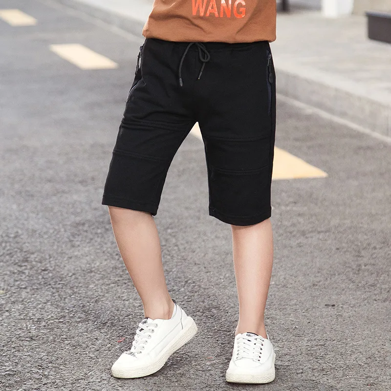 2022 New Kids Summer Knitted Shorts Student Children Zipper Pocket Sport Casual Short Pants For Teen Boys Age 3-14 Years Old