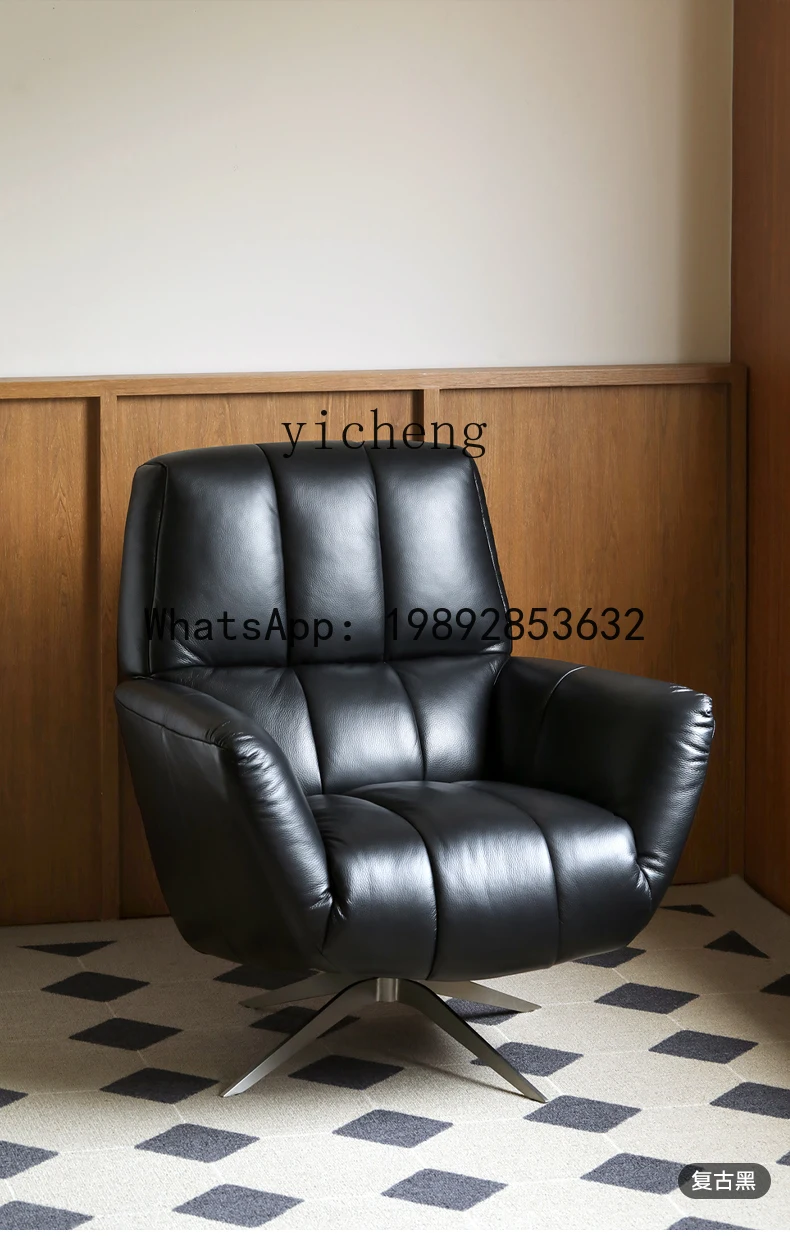 medieval medieval retro rotatable leather stainless steel square up single sofa leisure chair