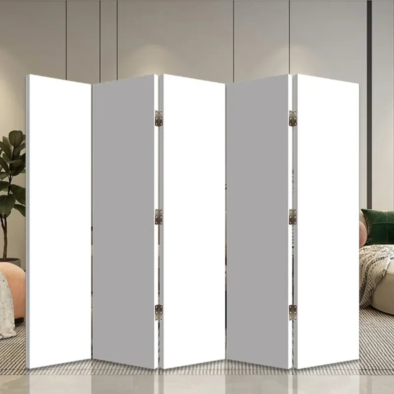 Off White Simple Screen Movable Partition for Living Room Studio Photo Background Solid Color Display Board Push Pull Design
