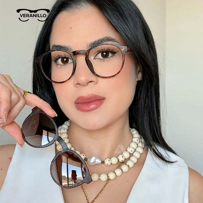 

Retro Prescription Progressive Eyeglasses Round Reading Glasses Fashionable Optical Magnetic Polarized Sunglasses Women Men