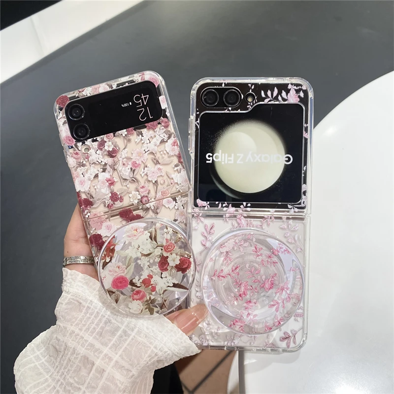 

Anime Pink Flowers Disney Stitch Minnie Mickey Mouse Korean Style For Samsung Galaxy Z Flip 3 4 5 6 Cover Phone Case Gift