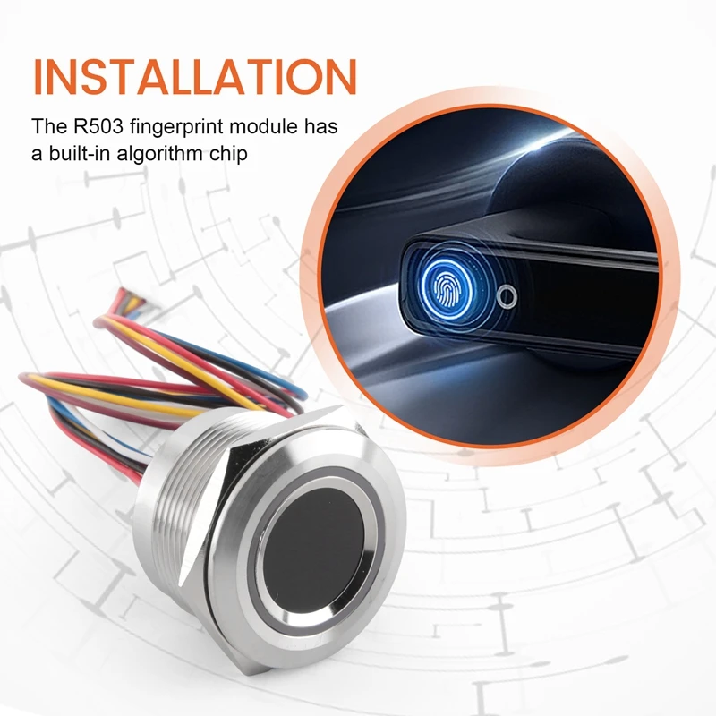 R503 Circular Round RGB Ring Indicator LED Control DC3.3V MX1.0-6Pin Capacitive Fingerprint Module Sensor Scanner