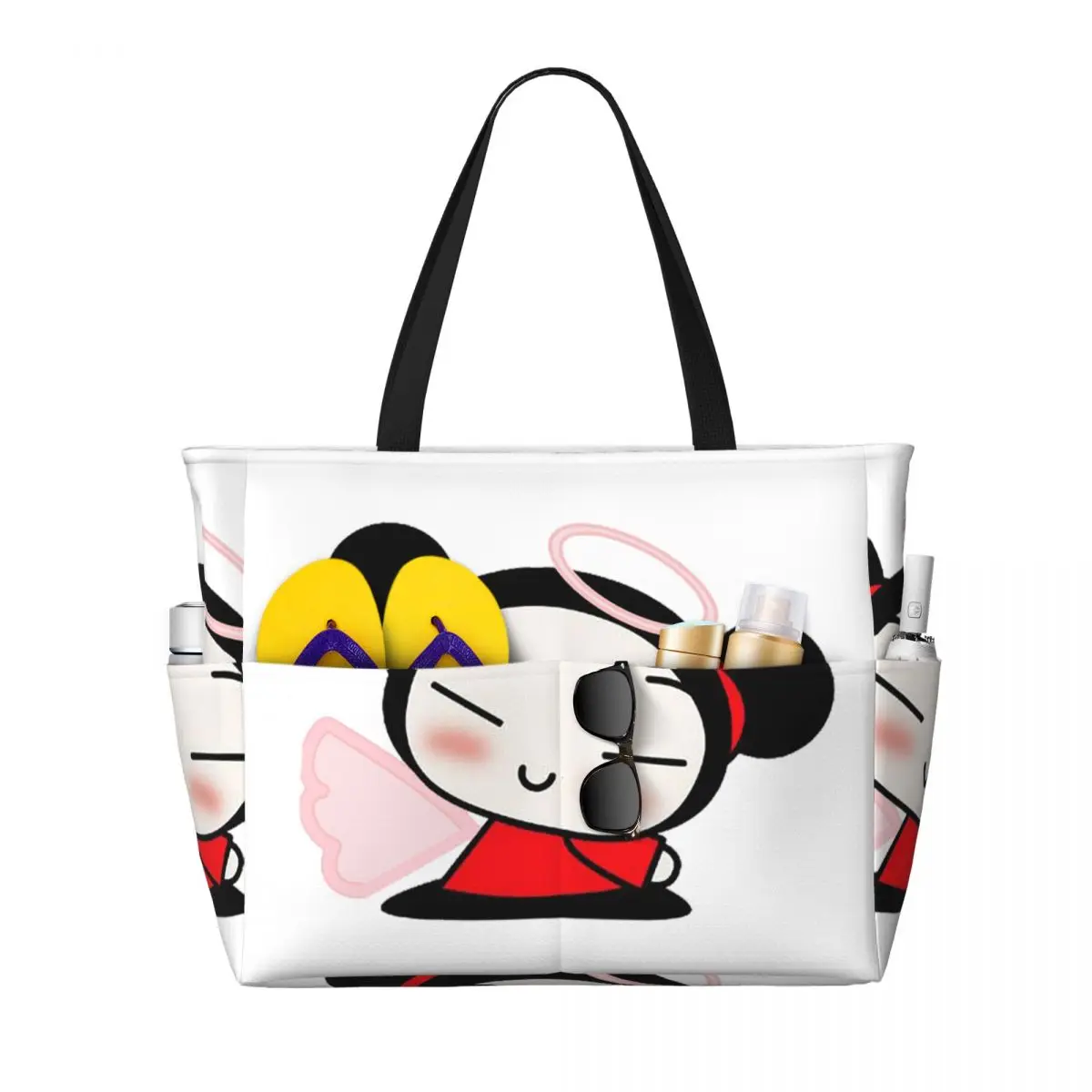 

Cartoon Pucca Beach Tote Bag Sport Gym Yoga Duffle Large Tote Bag Women Travel Bag Fitness bag