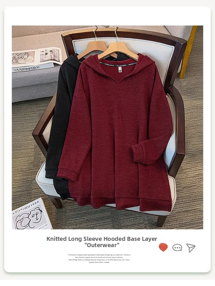 

Свободная повседневная вязаная шапка больших размеров, женский осенне-зимний свитер, верхняя одежда для тяжелых девушек, удобная мягкая длинная шапка стандартной посадки...