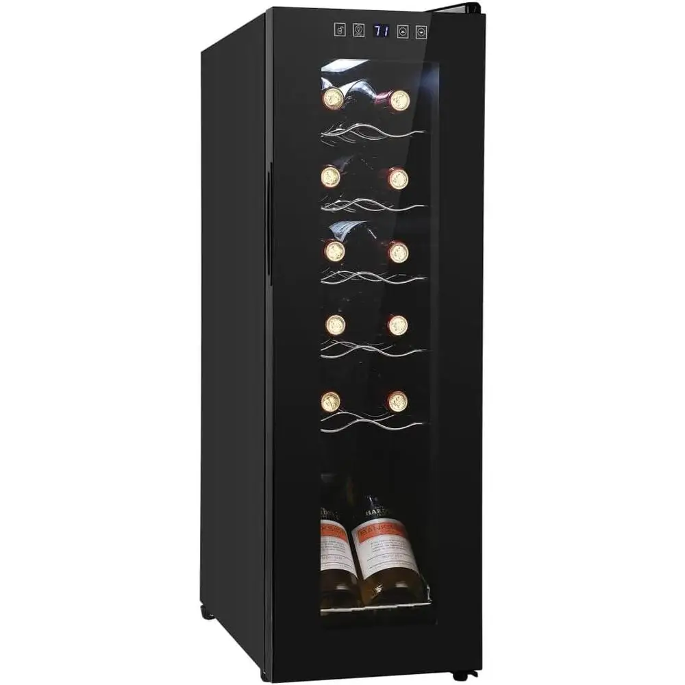 Compact Under Counter Wine Cooler Silent Compressor Digital Temperature Control Freestanding Wine Refrigerator Lockable Soft LED